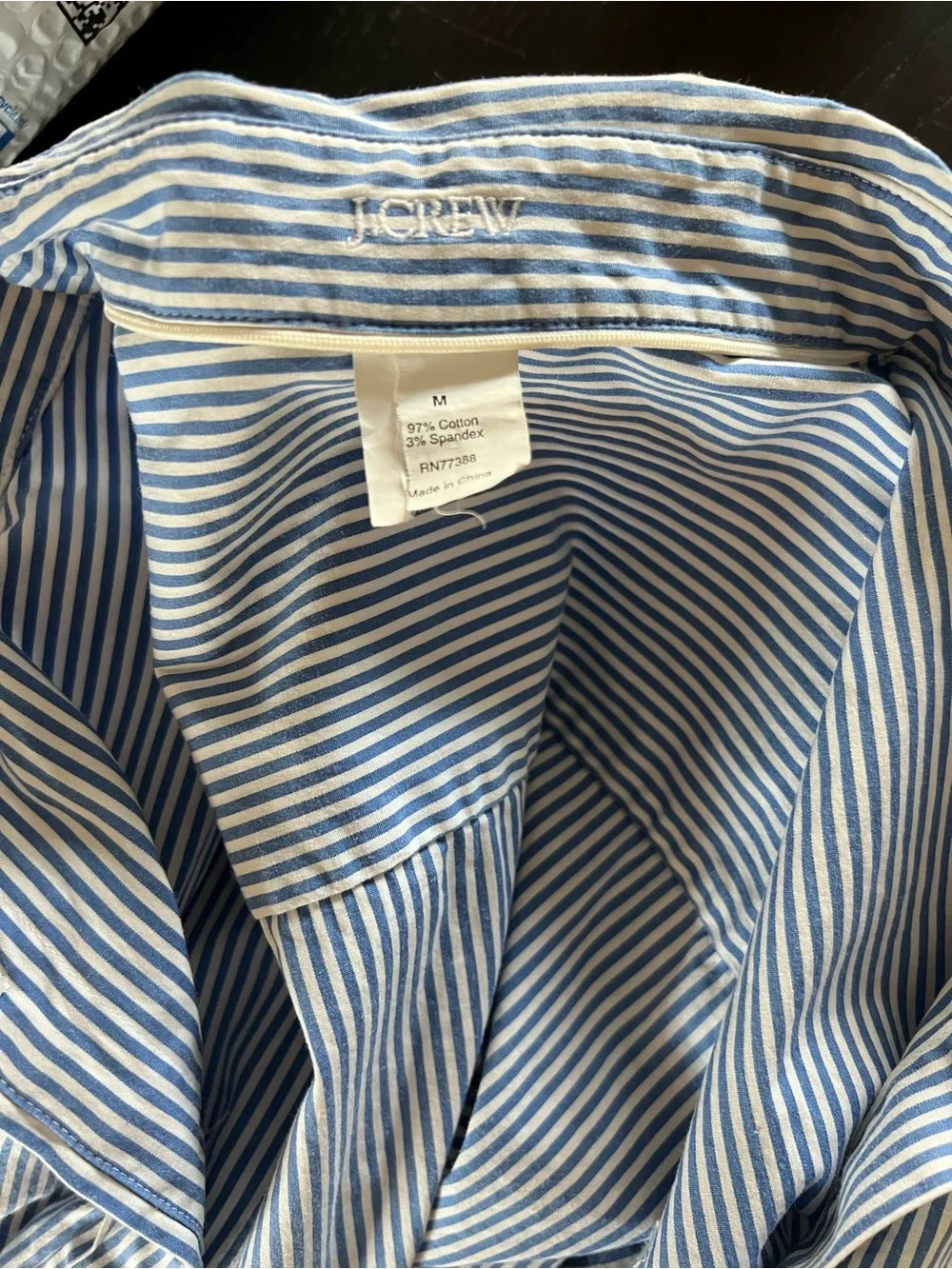 J. Crew Blue and White Pinstripe Button-Up Shirt